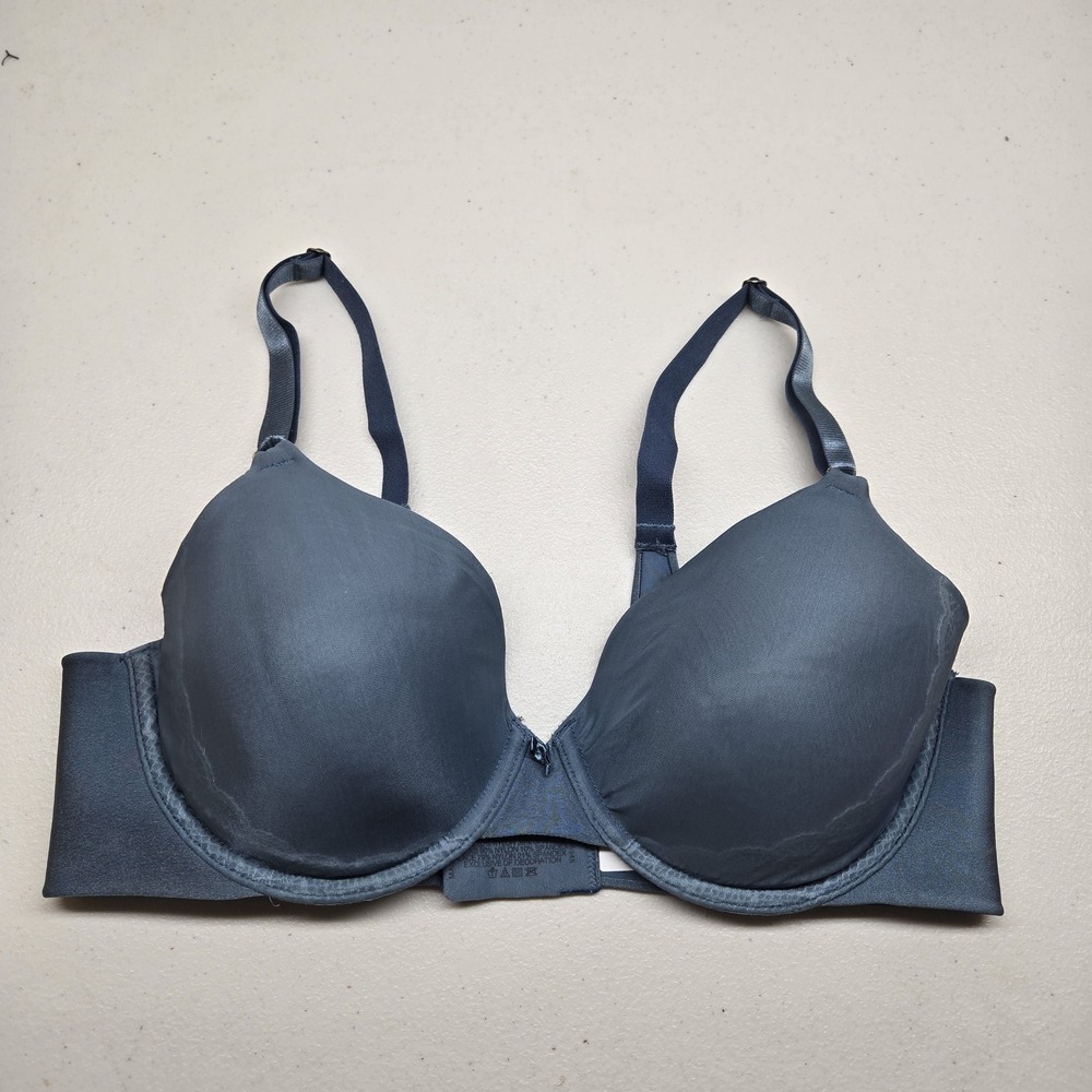Vanity Fair Women Bra 36C Blue Push Up Underwired Lace Strap Adjustable